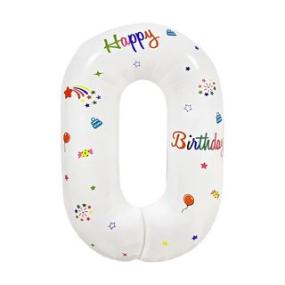 White Printed Number 0 32in Number Balloons foil balloon