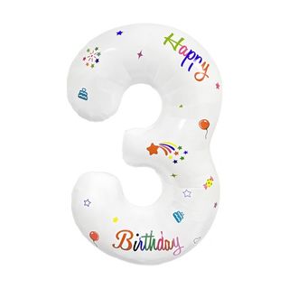 White Printed Number 3 32in Number Balloons foil balloon