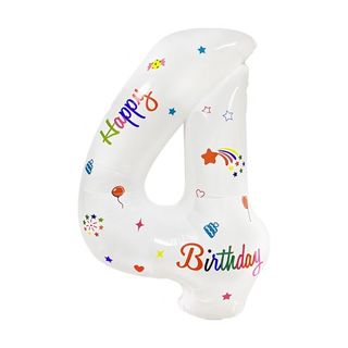 White Printed Number 4 32in Number Balloons foil balloon