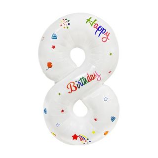 White Printed Number 8 32in Number Balloons foil balloon